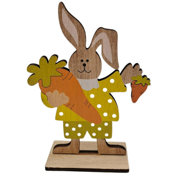Påskpynt Cartoon DIY Trä Skrivbordsdekoration Påskkanin Ornament för Semester 6