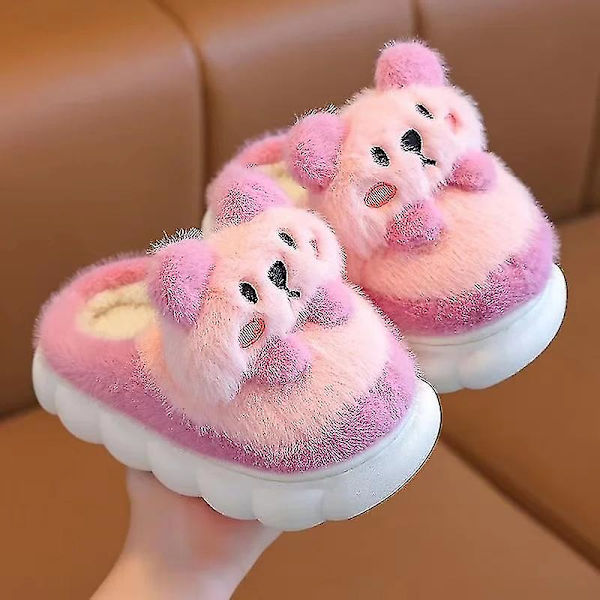 Barnens tecknade panda vintertofflor plyschdjur varma bomulls skor för pojkar och flickor inomhus hushåll fluffiga tofflor 4 26-27 Inner 16.5CM