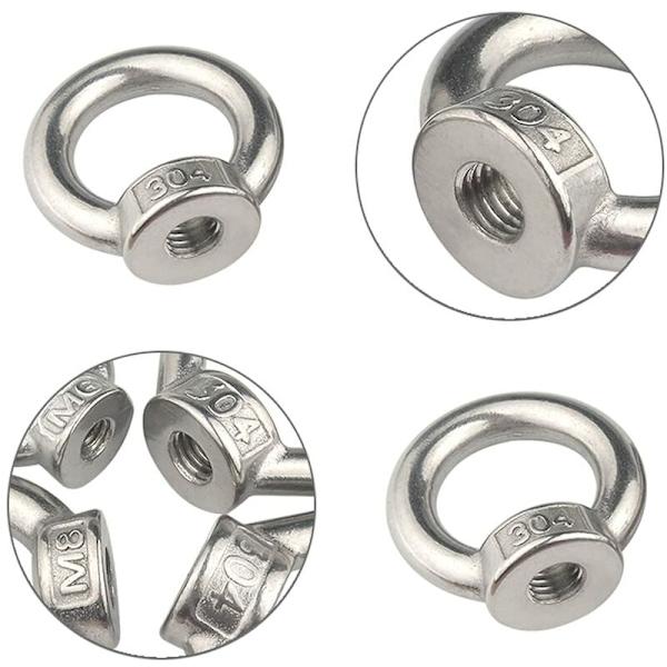 10 st M8 lyftögla mutter rostfritt stål ögla mutter silver hona ringmutter fäste