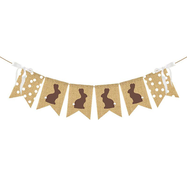 Betterlifefg - Påskfest Dekoration Dra Blommor Vit Rosett Kanin Burlap Svanssvans Dra Flagga
