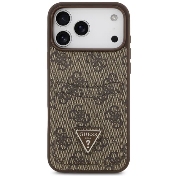Guess 4G Double Card Triangle-deksel til iPhone 17 Pro Max brun