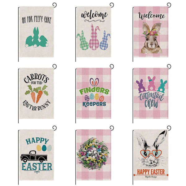 Vendbar Easter Garden Courtyard Flag Festival Bunny Rabbit Banner Decoration 9