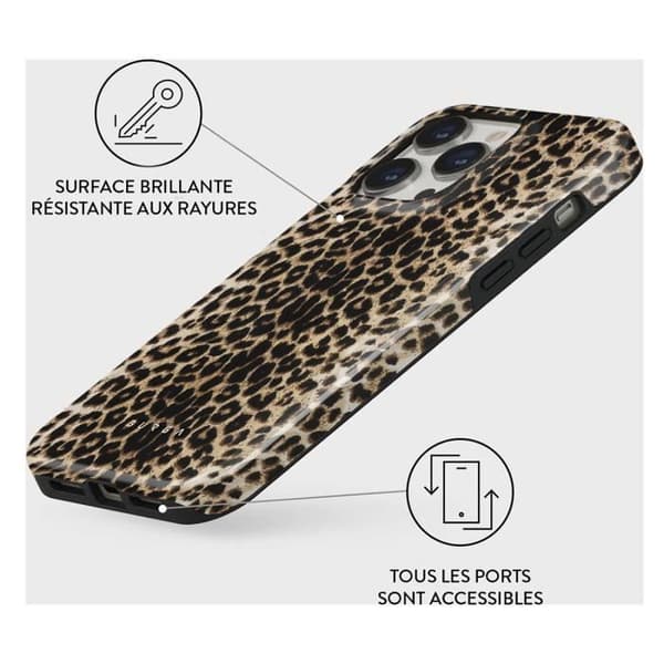 Cover - BURGA - Spiller - iPhone 13 Pro - Stødabsorberende beskyttelse - Leopardprint brun