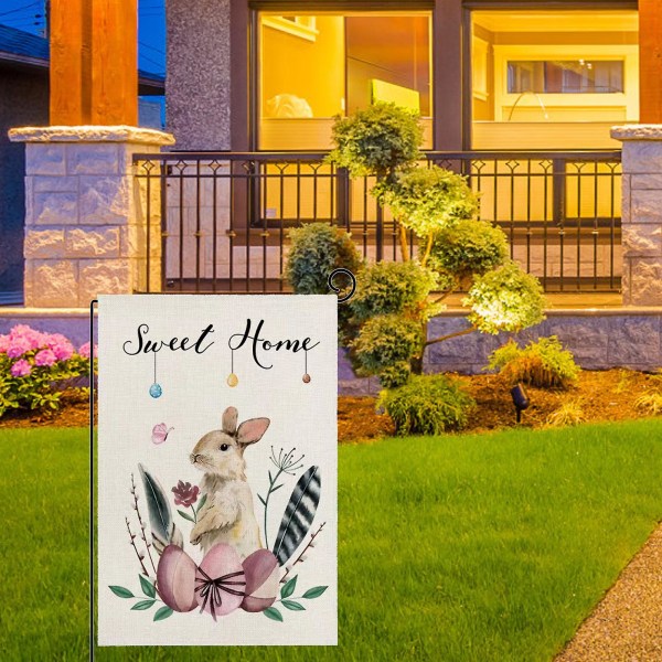 Naievear Puutarhalippu Kaksisivuinen Onnellinen Pääsiäinen Jänis Kuvio Riippuva Bannerilippu Kohtaus Asettelu Rekvisiitta 4