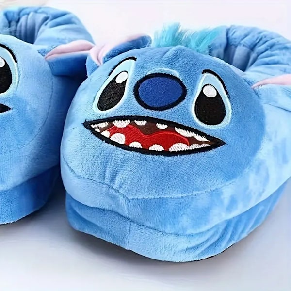 Bløde hjemmesko En størrelse sko længde 28cm behagelige indendørs sko Sød tegneserie dyre design Perfekt til par og gaver Stitch with red mouth