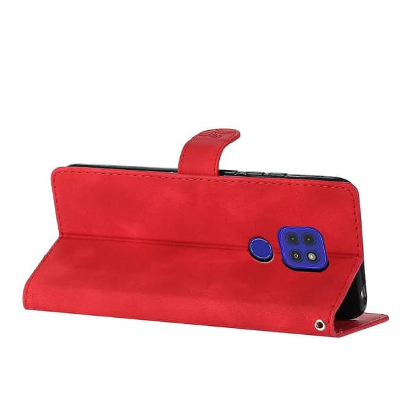 Blomster Læder Etui Til Motorola Moto G9 / G9 Play / E7 Plus Red