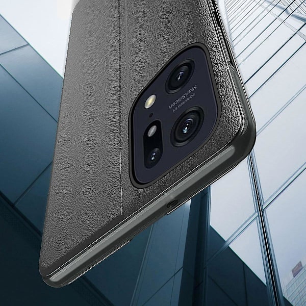 Mobilfodral i PU-läder med magnetfäste och fönster för Oppo Find X5 Pro, Business-design Green
