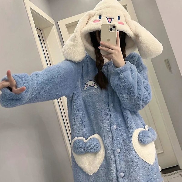 2024-2022 Winter Kawaii Sanrio Pyjamas Animation Kuromi Cinnamoroll My Melody Facecloth Plysch Varma och bekväma Pyjamas Byxor Set M 158-163CM 8