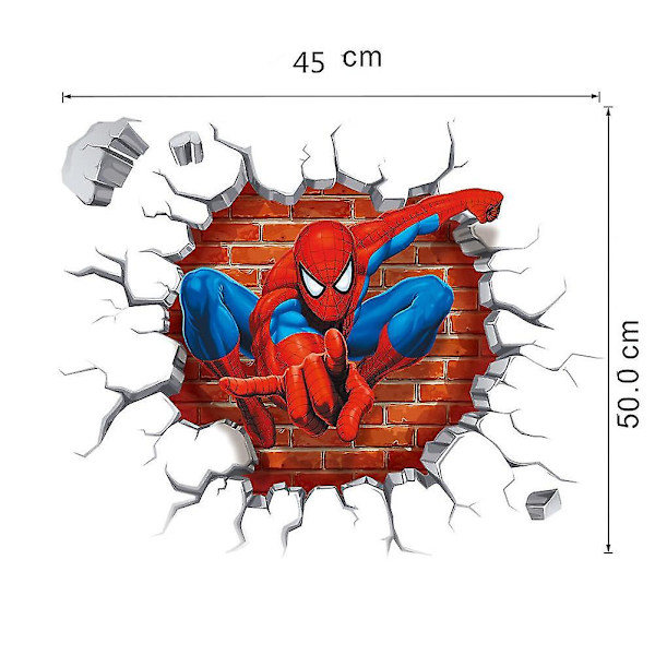 3D Cartoon Spiderman Väggdekaler Superhjälte För Pojkar Barnrum--