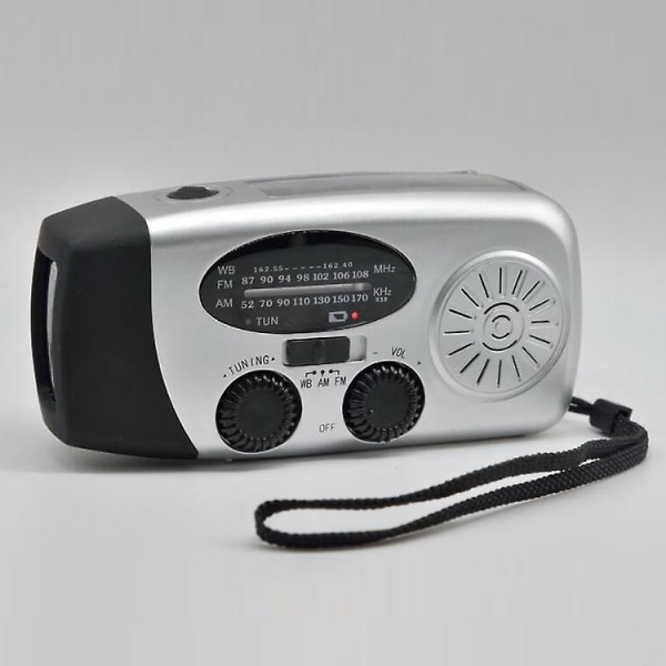 Hög kvalitet grossist handvev Radio Solar Handvev Radio Emergency Handvev Radio Silver