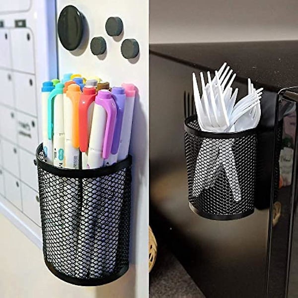 2 Pak Magnetisk Blyantsholder Magnetisk Markørholder Net Opbevaringskurv Organizer Med Ekstra Stærk Magnet Net Pen Holder Til Køleskab Hvidtavle 1 Semicircle and 1 square