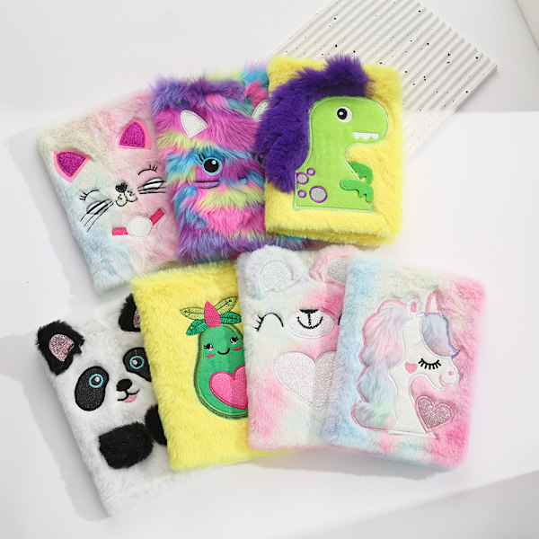 Plush Anteckningsbok A5 Anteckningsblock Plush Broderi Cartoon Kreativ Söt Anteckningsbok Owl