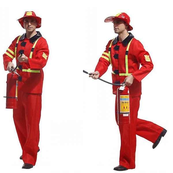 Tyylikäs aikuisten palomiesasu Halloween cosplay karnevaali palomies palopuku miesten roolileikki juhlavaatteet Hauska palomies M