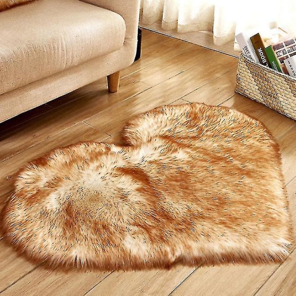 Fluffy Shaggy Rug Heart Shaped Carpet Bedroom Solid Color Plush Mat High Quality