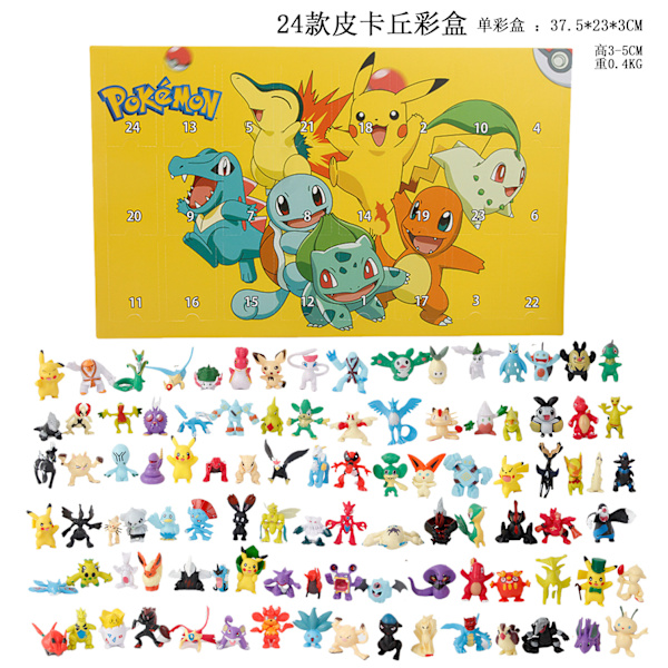 Gos- 2024 Julekalender Dukke Legetøj Jul 24 Dages Nedtælling Kalender Blind Box Gave Pikachu pikacu