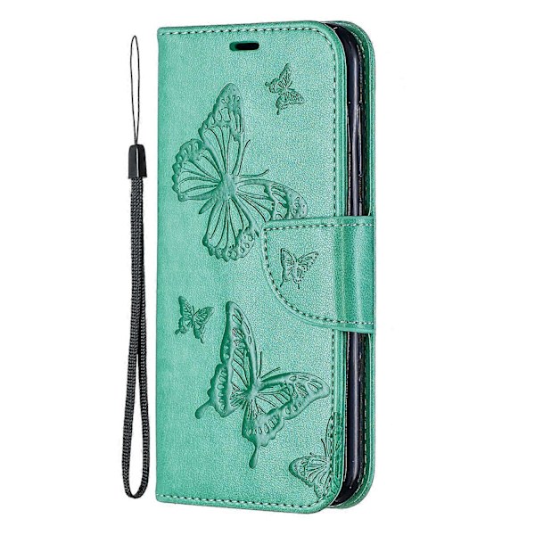 Imprint Butterfly Læder Wallet Case til Nokia 4.2 - Multicolor Green