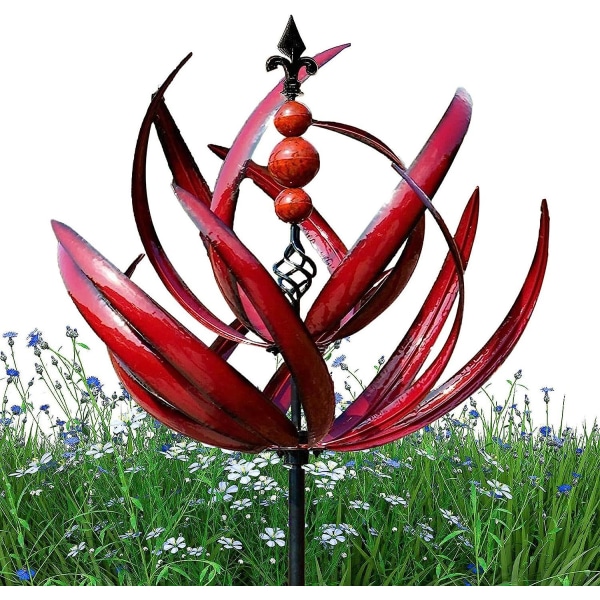 Harlow Wind Spinner Rotator, metall Vind Spinner, 360 grader Roterbar Hage Vind Spinner, Hage Art Garden Plen Dekor Red