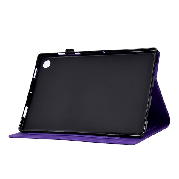 Fullskyddande Tabletfodral För Samsung Galaxy Tab A8 10.5 (2021) X200 / X205 Fjärilsblommönster Tryckt PU-Läder Sömnadslinje Anti-fall T Purple