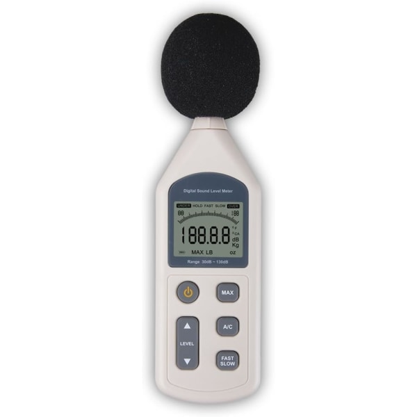 Digitaalinen äänitasomittari Melumonitorin mittauslaite nopea/hidas DB-näyttö 30-130dB