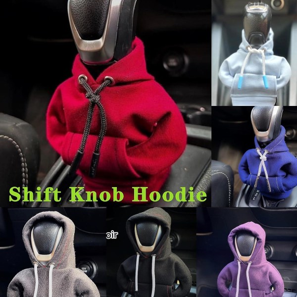 Car Shift Knob Hættetrøje, Sjov Gear Shift Knop Shirt Sweater, Winter Warm Shift Knop Cover Sweater Shirt, Bilinteriørtilbehør Gray 2Pcs