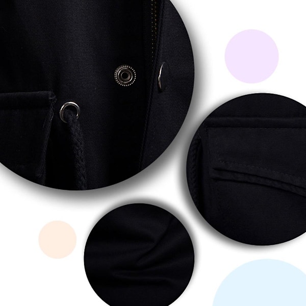 Allthemen Herre Solid Efterår Lapel Casual Jakke Black L