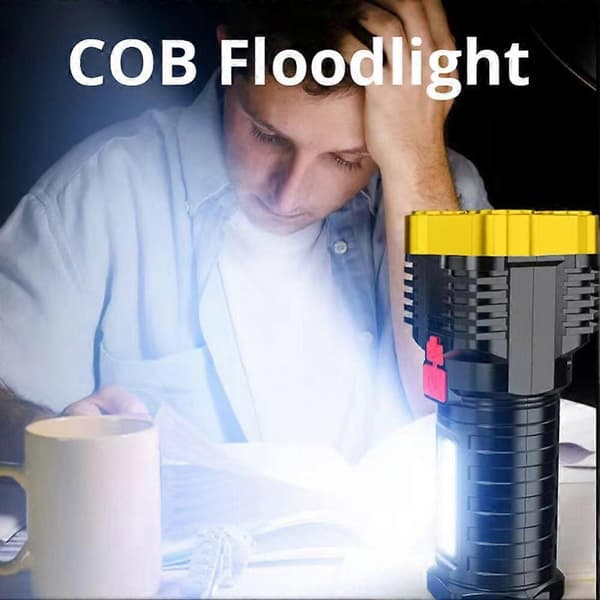 4LED Flashlight Powerful USB Rechargeable Flashlight 500lm COB Camping Flashlight Flashlight Camping Hiking Fishing Lighting