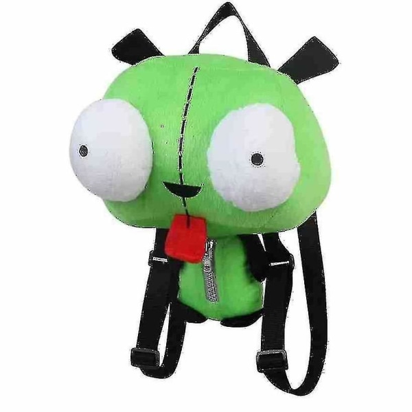 Ny Alien Invader Zim 3d Eyes Robot Gir Søt utstoppet plysjryggsekk Grønn veske Julegave 14 tommer Pl