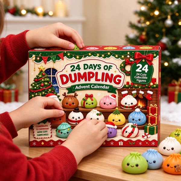 24-dagers dumpling-adventskalender, søtt samlefiguroppsett, leker for julenedtelling, julegave til barn