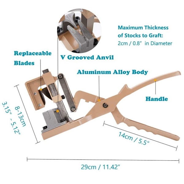 Large Grafting Tool Branch Pruner Cutter khaki