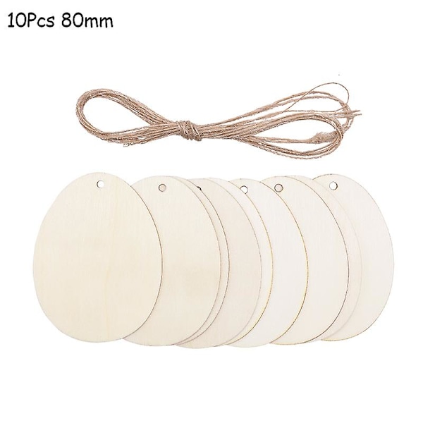 30506080mm DIY Påskägg Träskivor Påskhängande Hänge Oavslutade Trähantverk För Glad Påskfest Barn Graffitiägg B05-10Pcs