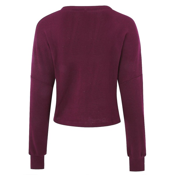 Bomulls Cardigan for Dame med V-hals, Løstsittende, Ensfarget, Casual Design, 15 Farger Burgundy M