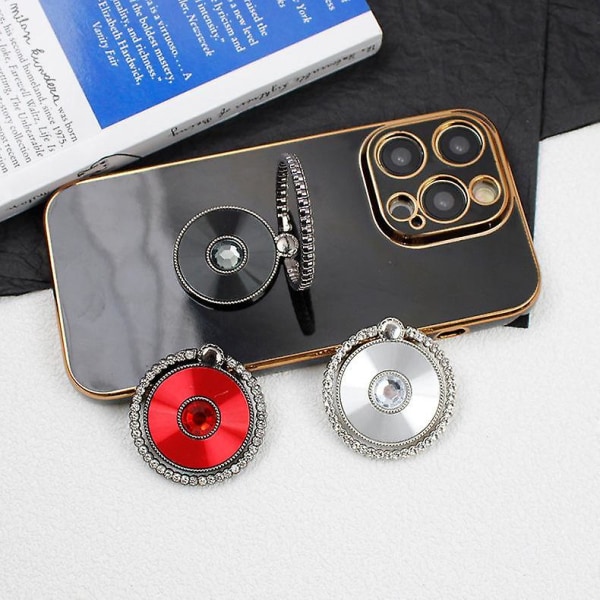 Rhinestone Decor Folding Ring Spänne Telefonhållare Elektropläterad Snygg mobil Kickstand-Rose Rose