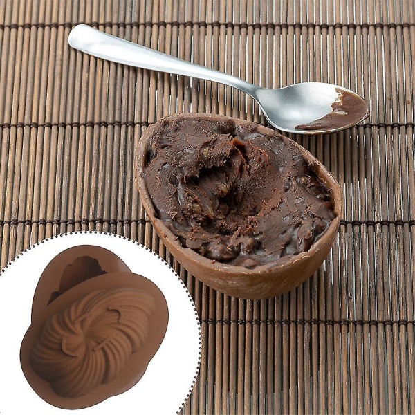 Påskeegg silikonform Stor 3d-knusbar påskeegg-sjokoladeformer til påskepynt Moussekakedessert E
