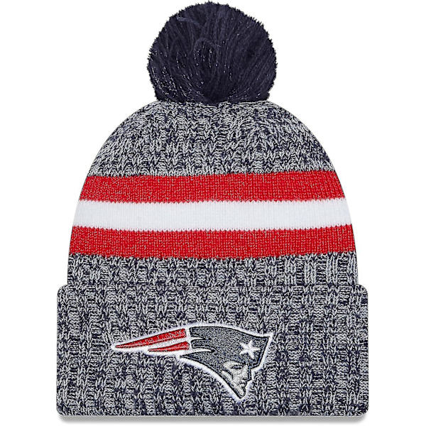 NFL Sideline Sport Strikket Hat Amerikansk Fodbold 2023/2024 Vinterhat Med Poms En Størrelse Alle Hold SportKnit to Patriot-Blue31884