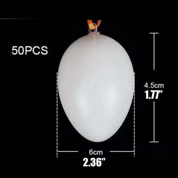 MCE-Commerce A636025-1 Plastegg 6 cm, 25 stykker, egnet for påskehåndverk og dekorasjoner, hvit