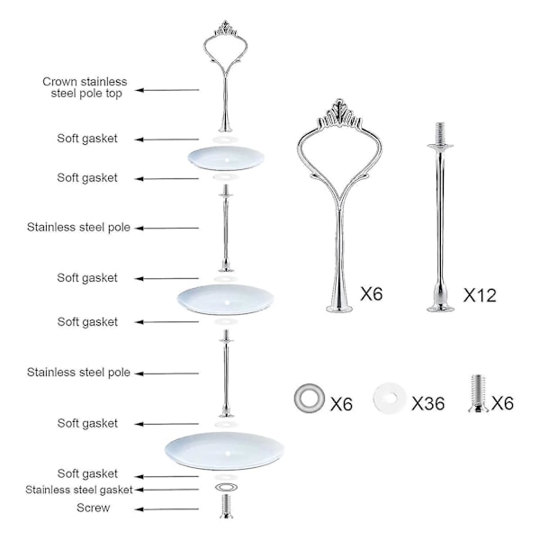Sæt af Kage Stativ Bakke Hardware 3-lags Kage Stativ Montering Holder til Bryllup og Fest Gratis Forsendelse + Høj Kvalitet