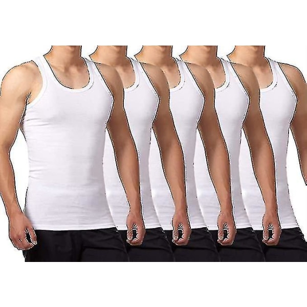 5-pak Herre Tanktoppe 100% Bomuld Tanktop Lingeri (hvid*5)-l Xxl