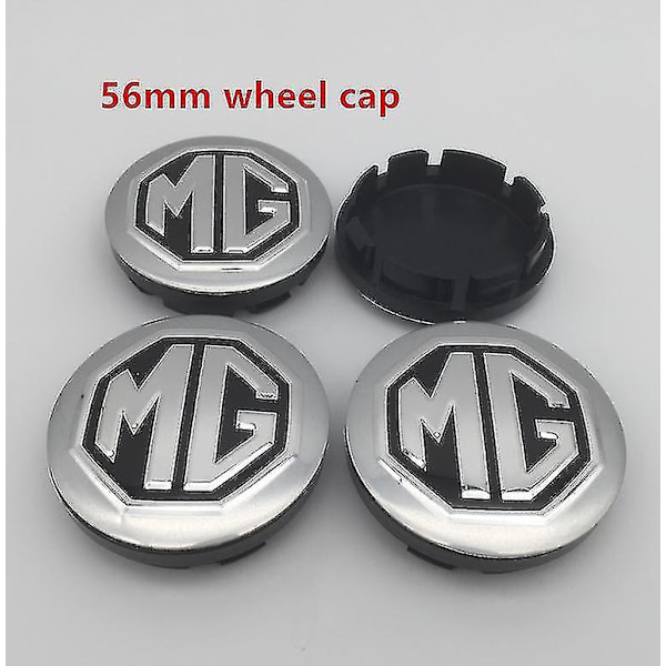 4 stk Mg Logo 56mm 60mm Bilhjul Center Cap Hub Cap Harpiks Emblem Dekal Sticker Styling Tilbehør, 56mm Sølv Cap (FMY)