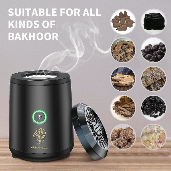 Bærbar Mini Røgelsebrænder Bakhoor Genopladelig USB Aroma Diffuser Elektrisk Arabisk Røgelseholder Muslimsk Hjemmedekoration