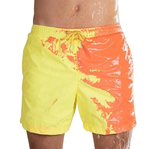 Magisk Skift farve Strandshorts Mænd Badebukser Badetøj Quick Dry Bading Yellow 3XL
