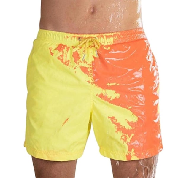 Magiske farveskiftende badeshorts til mænd - Badebukser - Badetøj - Hurtigtørrende Yellow 3XL