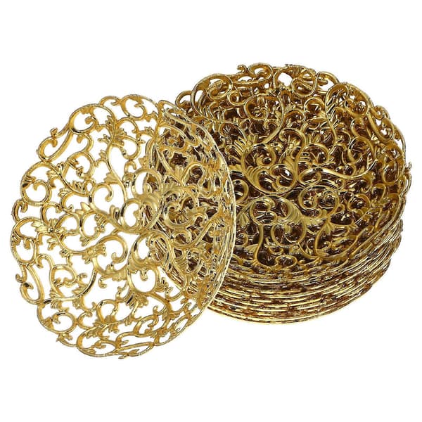 Mångsidig Mini Desserttallrik Servering av Desserter För Bröllop Gyllene Elegant Design 12st Golden 8.00X8.00X1.50CM