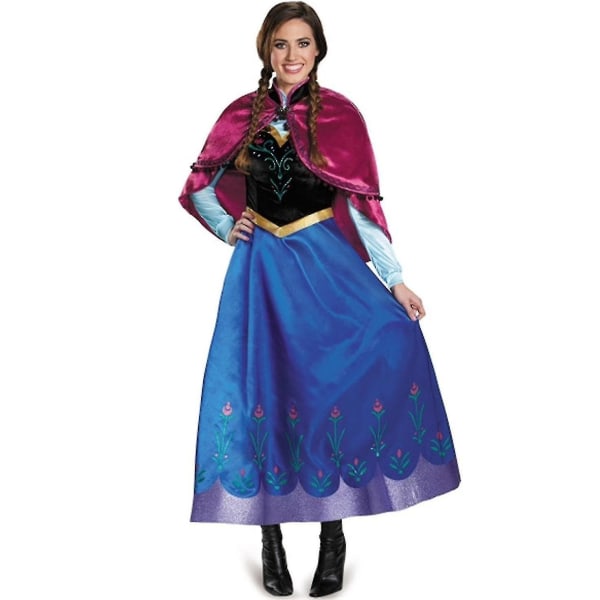 Adult Princess Anna Costume Christmas Cos Fancy Dress Outfit_c XL