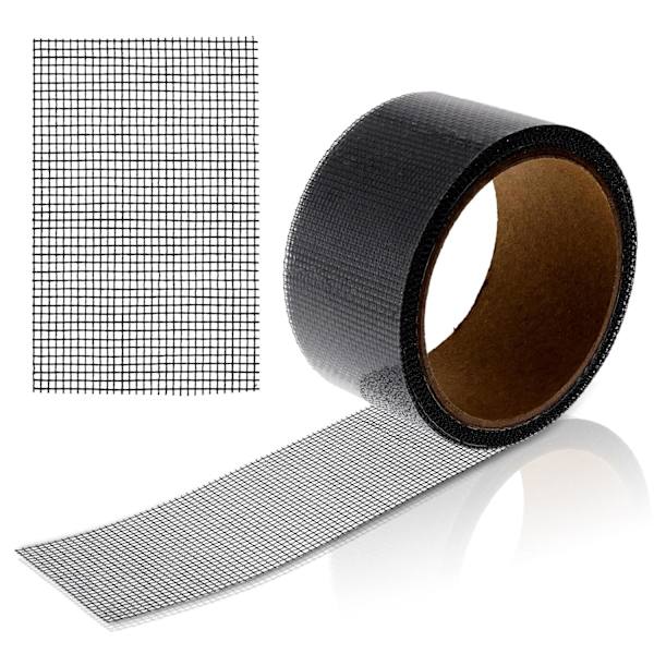 Vindue Reparationssæt, 1 Rulle Skærm Reparationssæt til Vindue eller Dør Skærm Stærk Klæbende Fiberglas Skærm Tape Skærm Patch Reparation Sort black 5CM*2M