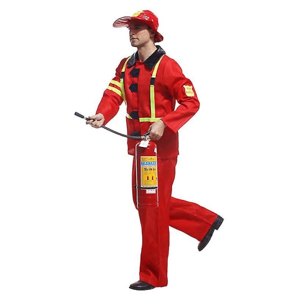 Tyylikäs aikuisten palomiesasu Halloween cosplay karnevaali palomies palopuku miesten roolileikki juhlavaatteet Hauska palomies S