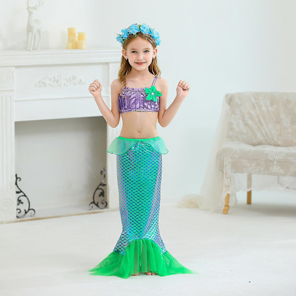 Flickors Prinsessklänning Sjöjungfrun Ariel Klänning Halloween Karneval Party Cosplay Kostym B 6T