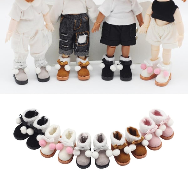 1 par dukkestøvler Komfortabel berøring kosete stoff Søtt utseende Dukke korte støvler for barn Jiyuge Pink