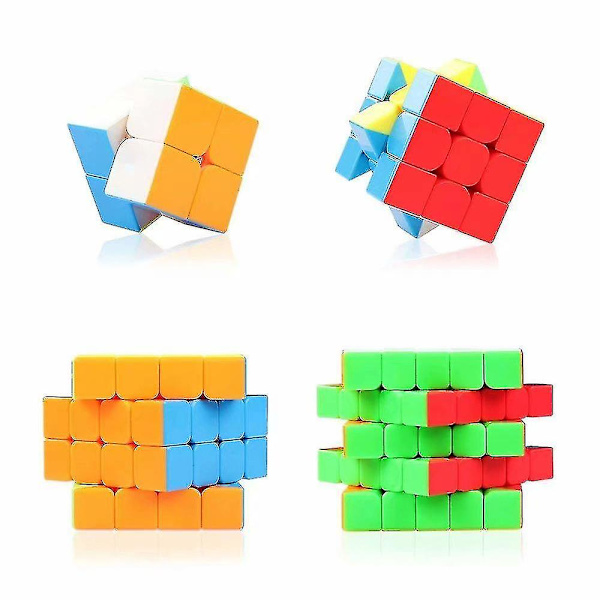 4 stk. Magic Cube Speed Cube 2x2 3x3 4x4 5x5 Puslespil Legetøj Gave Til Børn