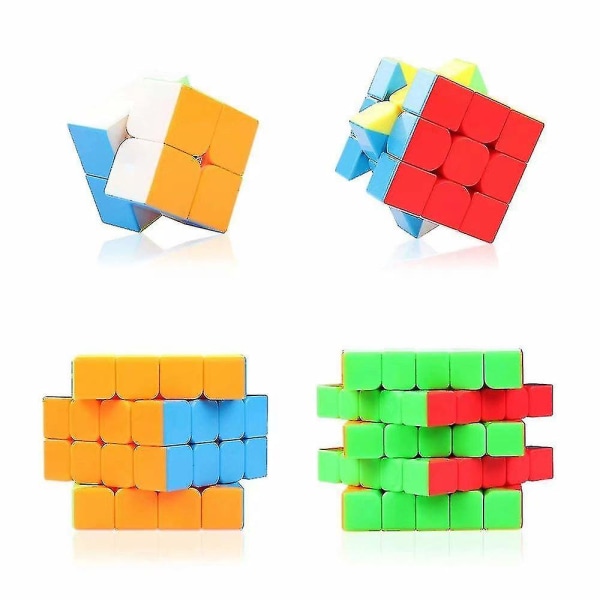 4 stk Magic Cube Speed ​​Cube 2x2 3x3 4x4 5x5 puslespilleleker gave til barn