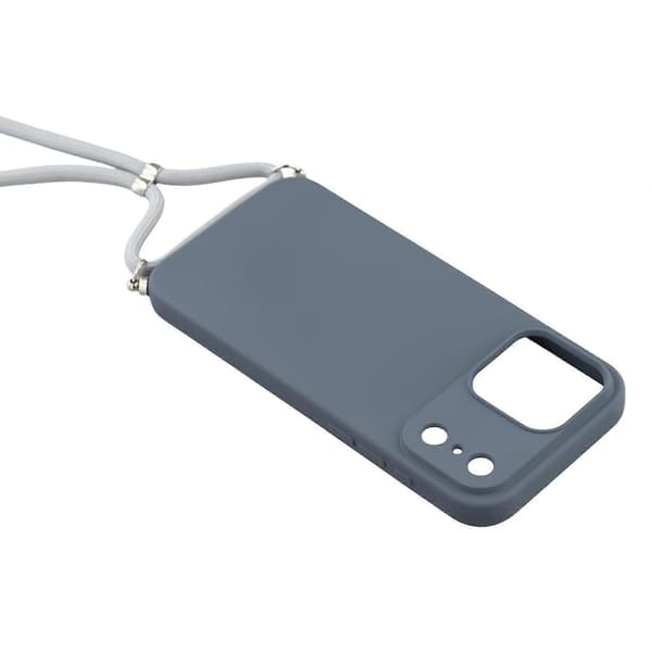 Skal för iPhone 17 Pro, mjukt TPU-fiberfoder, telefonfodral med axelrem Lavender Grey